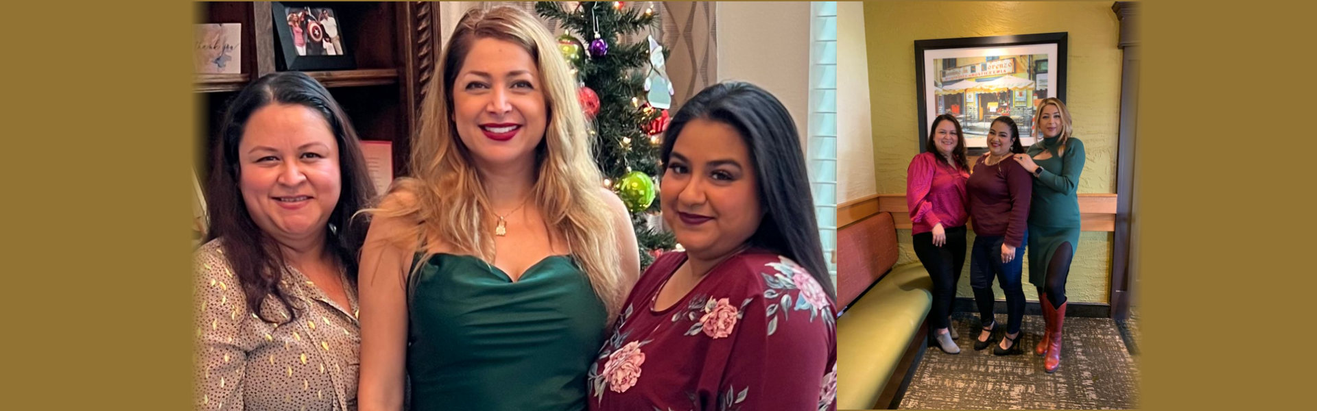 three women smiling and posing