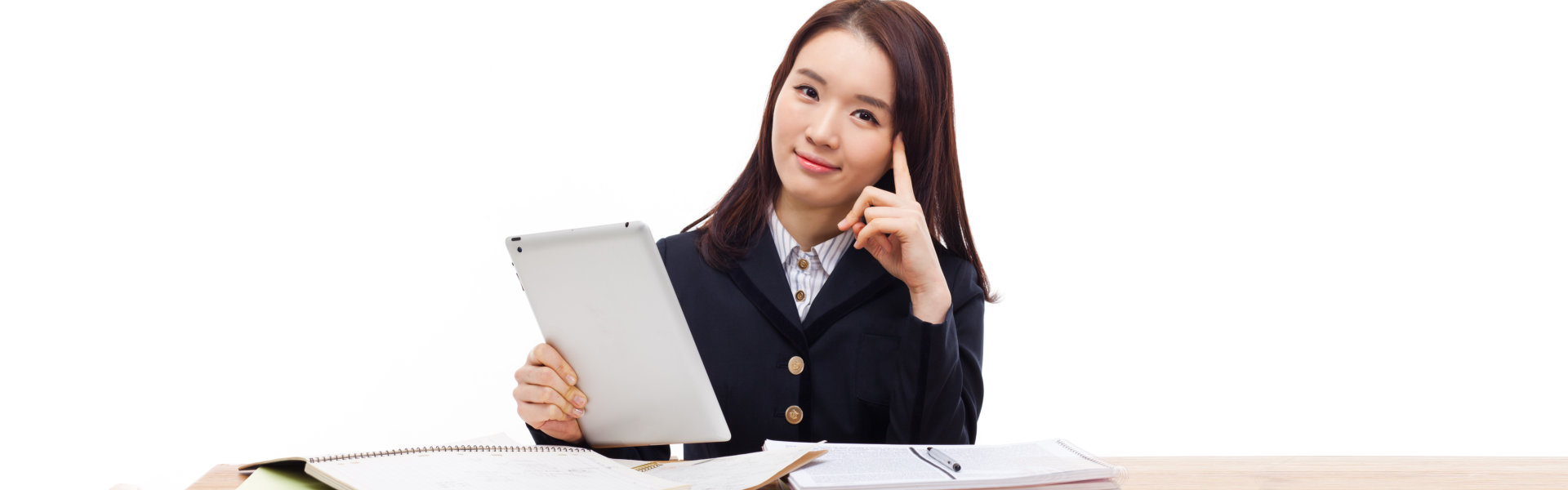 teacher holding a gadget